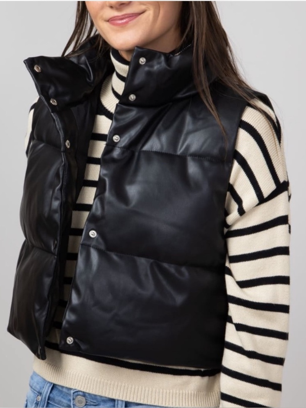 NWT Women Puffer Vest Faux Leather Black NEW XL Oversized L Bikercore Whimsygoth